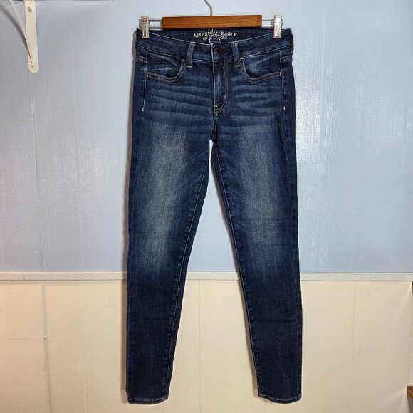 American Eagle 4 Regular Faded Medium Wash Super Stretch Jean Jeggings - Picture 2 of 10